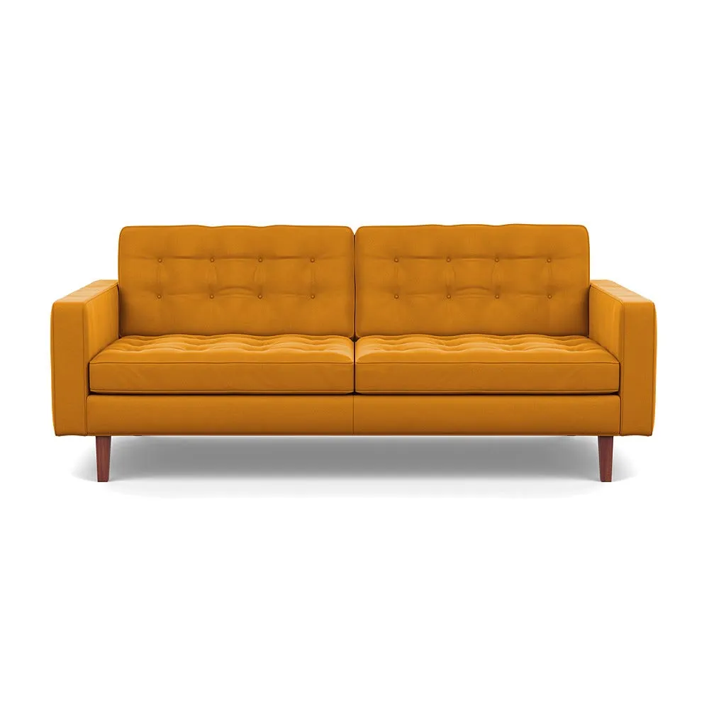 Heal's Hepburn 3 Seater Nobilis Velvet Mustard Walnut Feet 1
