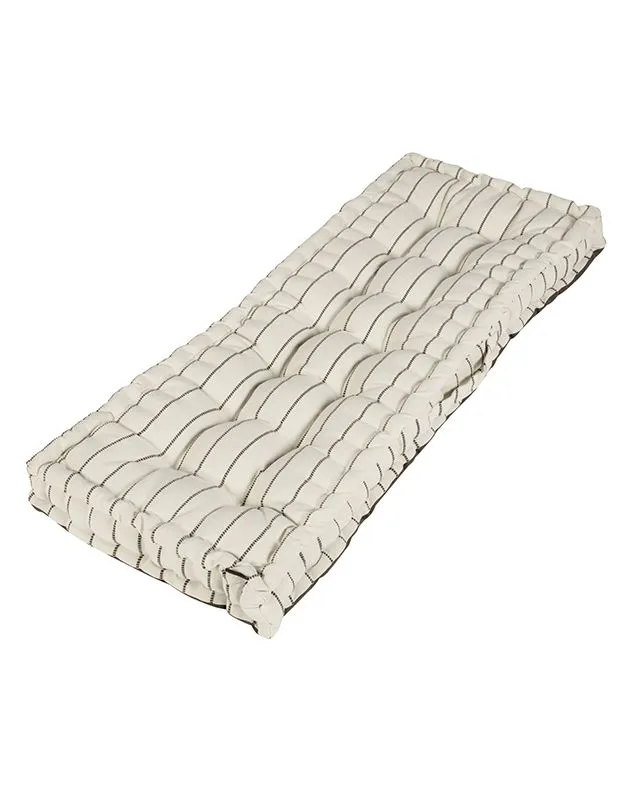 Dibor Mocha Cotton French Stripe Indoor Outdoor Garden Bench Cushion L105cm x W42cm in Brown 2
