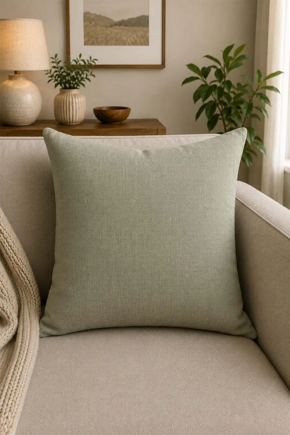 Homescapes Linen Cushion Cover in Cream 2