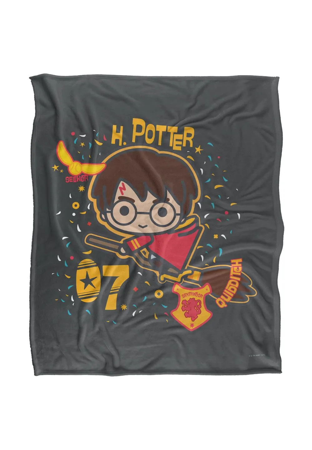 Harry Potter H. Potter 07 Quidditch Chibi Officially Licensed Silky Touch Super Soft Throw Blanket 152x127 cm in White