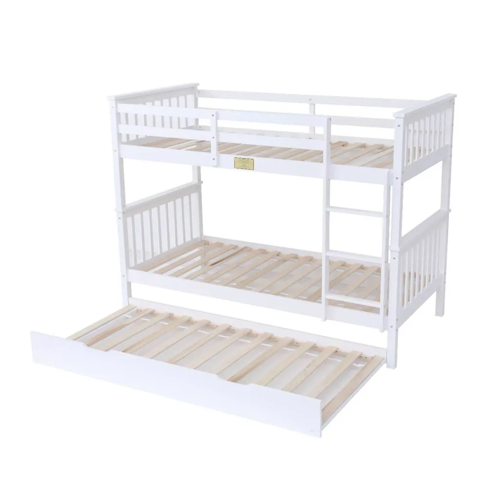 Flair Zoom Wooden Detachable Bunk Bed with Trundle in White 6