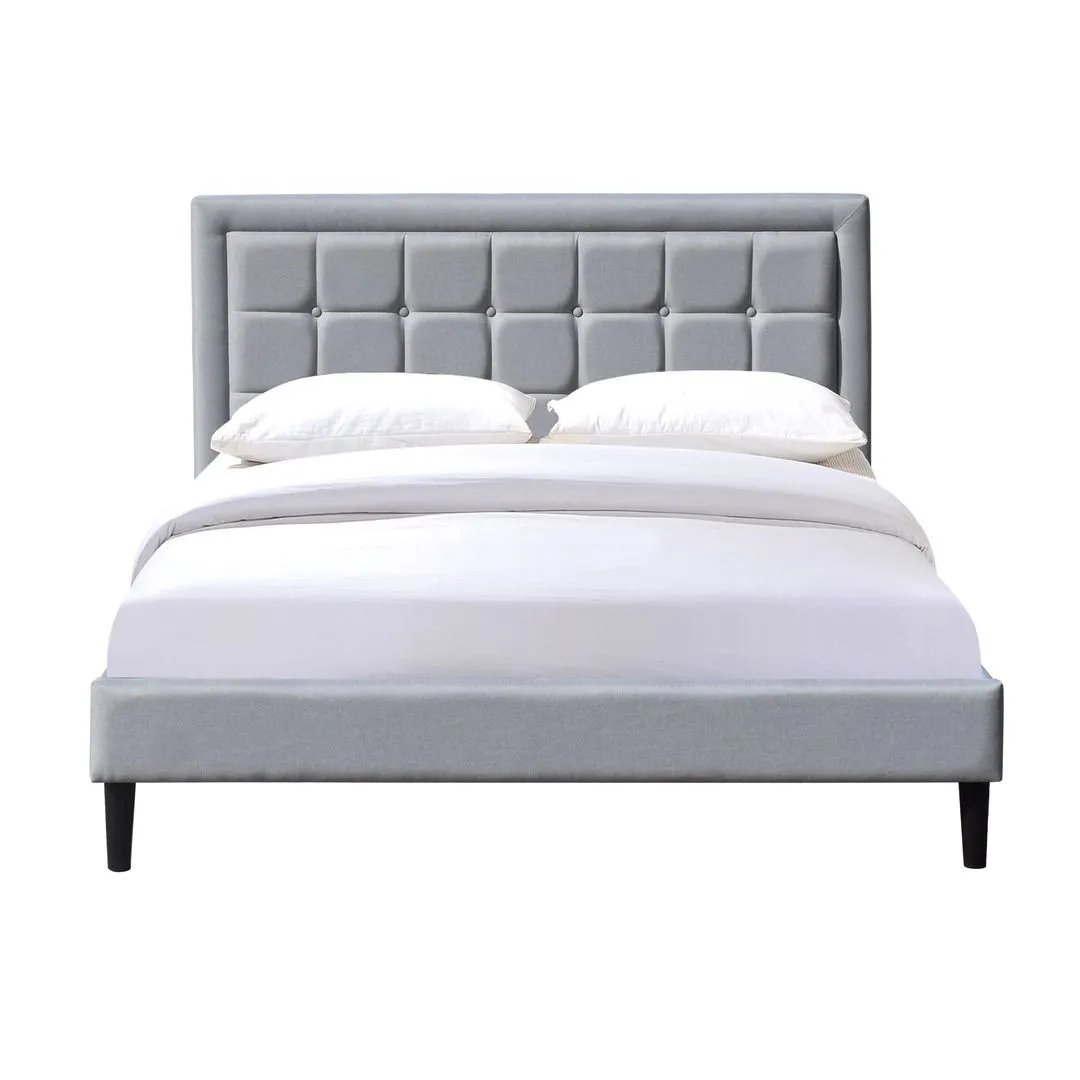 Comfy Living Ltd Fabric Bedframe With Buttoned Headboard in Light Grey 2
