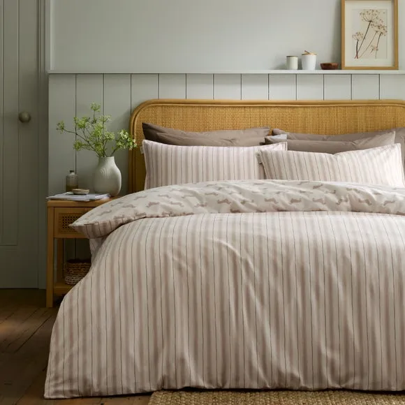 Emily Bond Brushed Peggy Daschund 100% Cotton Duvet Cover & Pillowcase Set 2