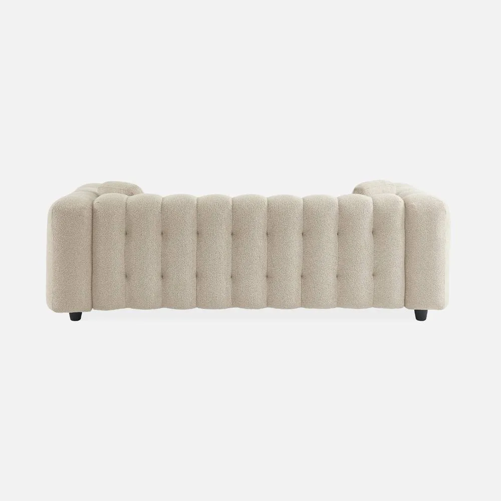 sweeek 3-seater Sofa Upholstered In Textured Boucle Fabric in Beige 3