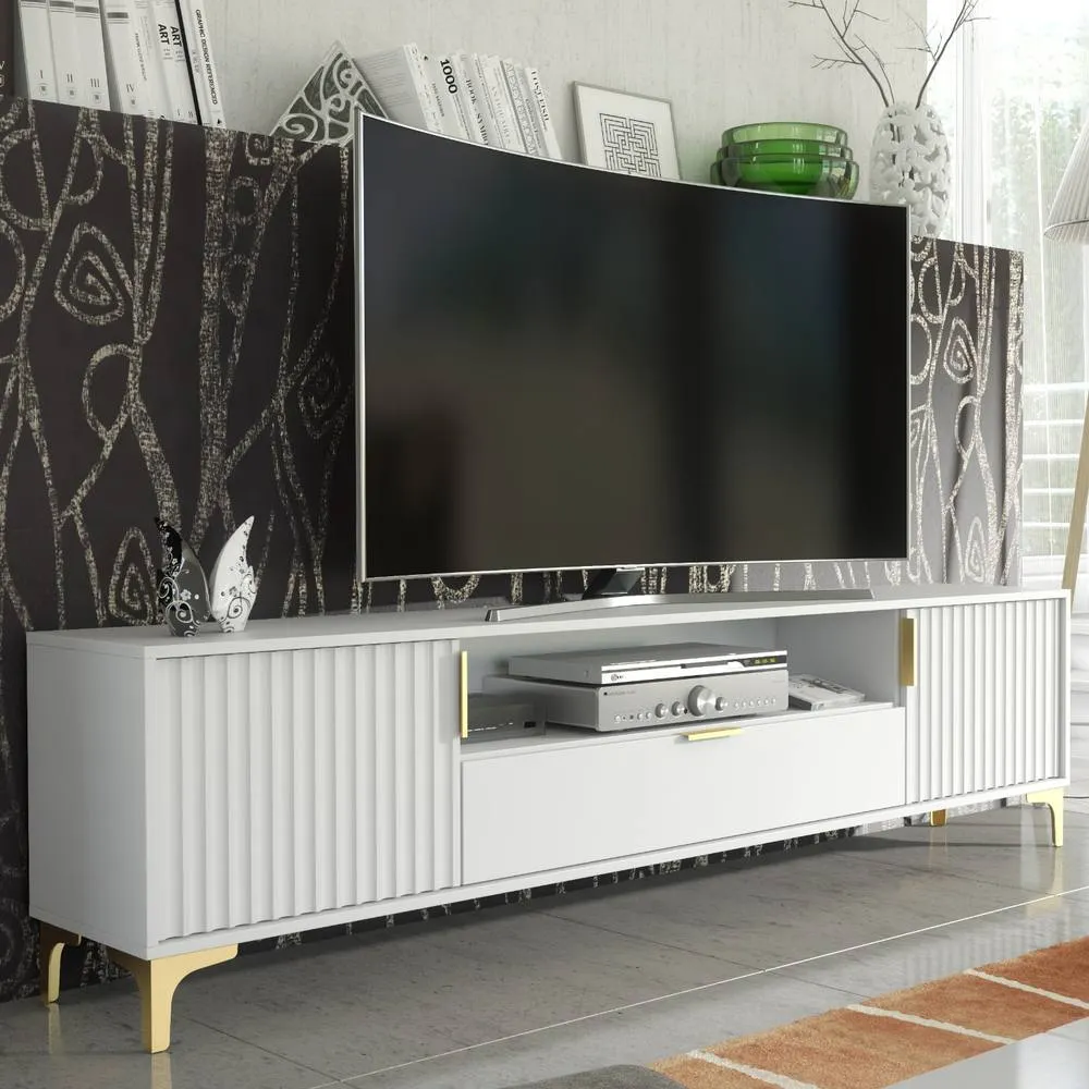 Creative Furniture Tide Crest TV Unit 200cm - White & Gold