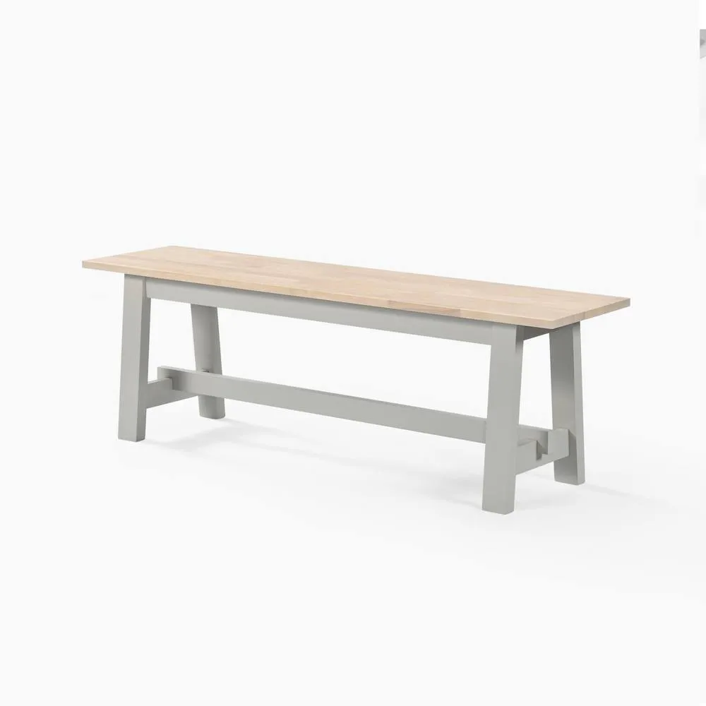 FurnitureboxUK Blakeney Oak & Cream Solid Wood Dining Bench in Grey 2