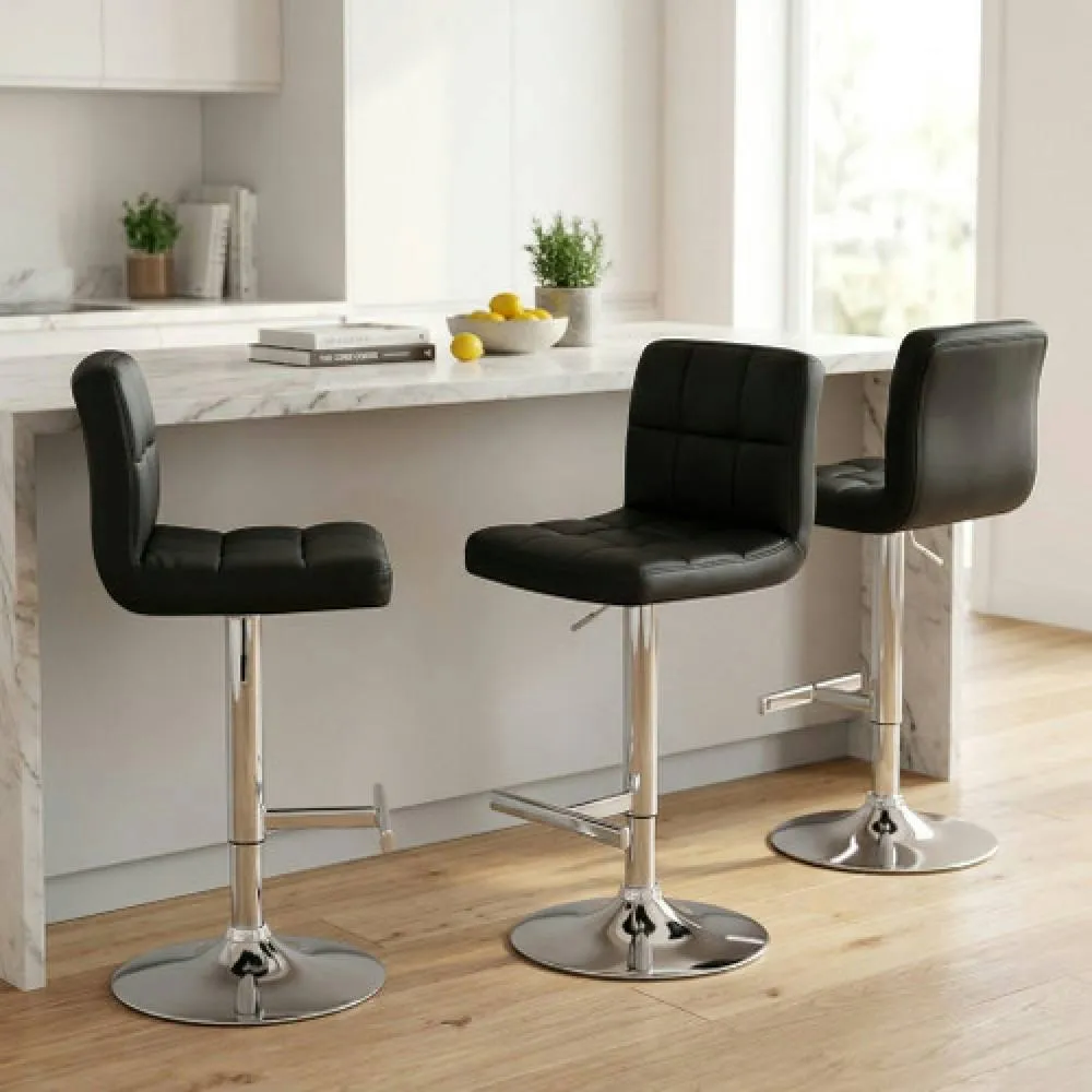 netfurniture Cuborn Black Bar Stool Padded Seat Height Adjustable 5