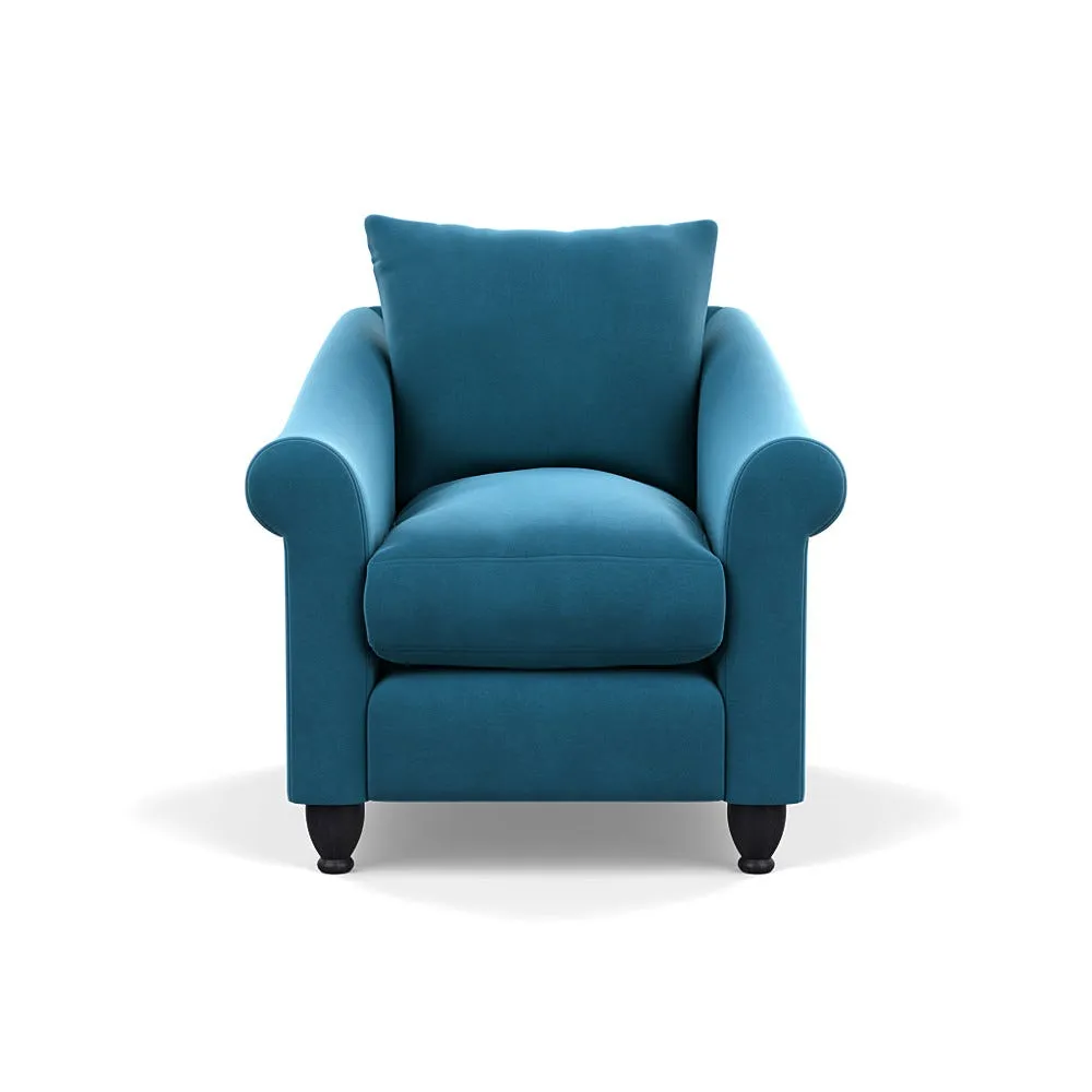Heal's Devon Armchair Smart Velvet Ocean Black Stain Beech Feet 1
