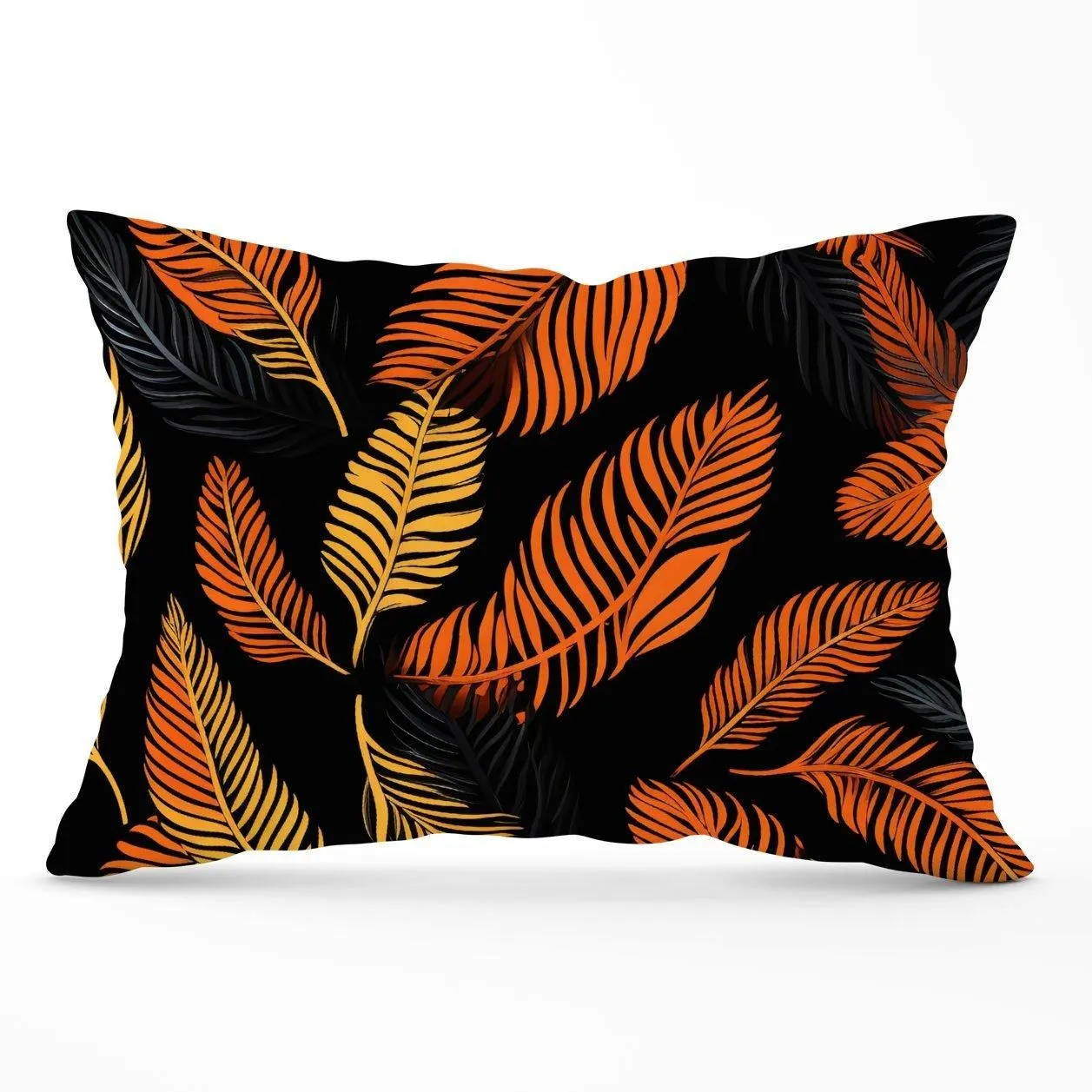 Warren Reed - Designer Orange Feather Leaves Cushions
