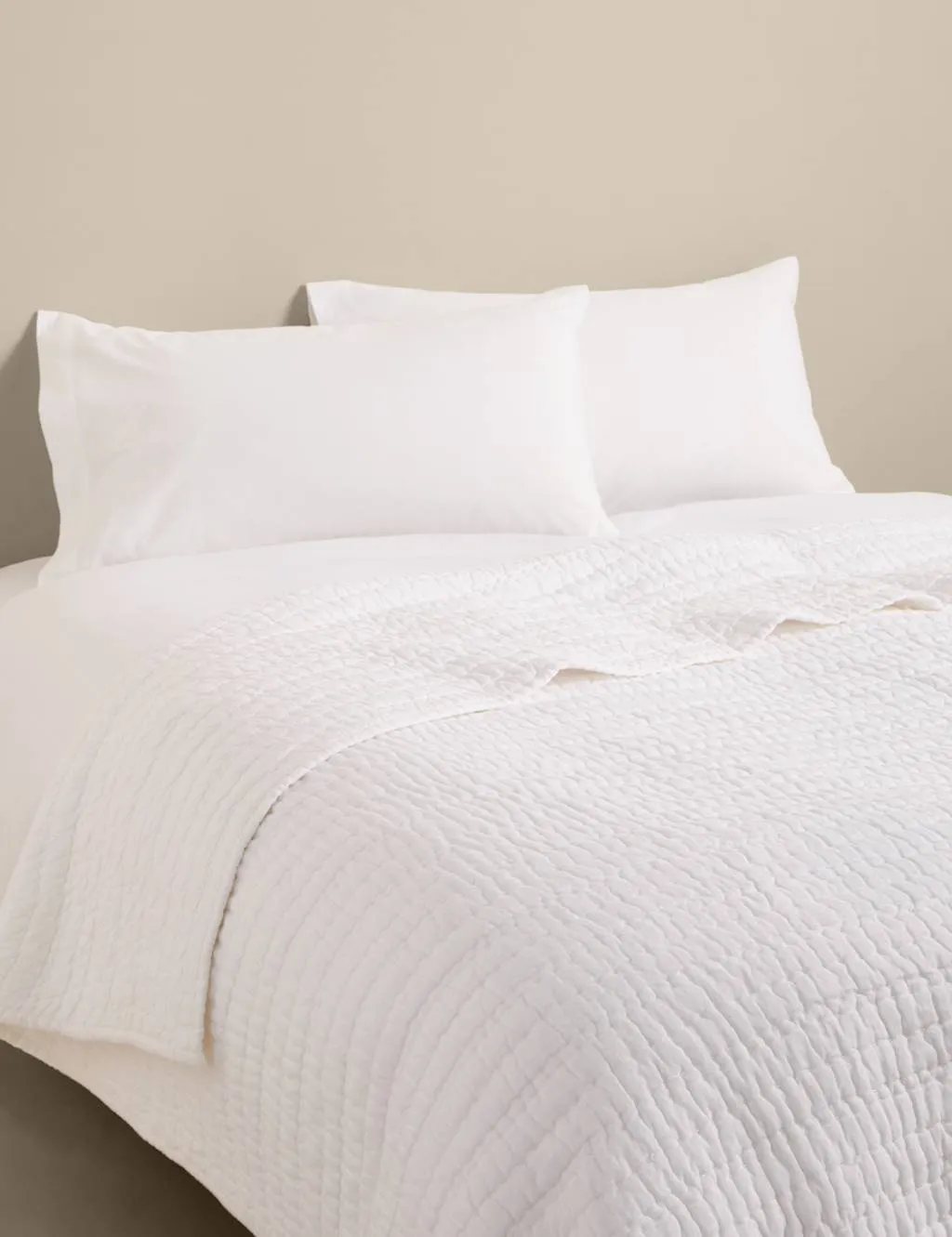 M&S Textured Quilted Bedspread White