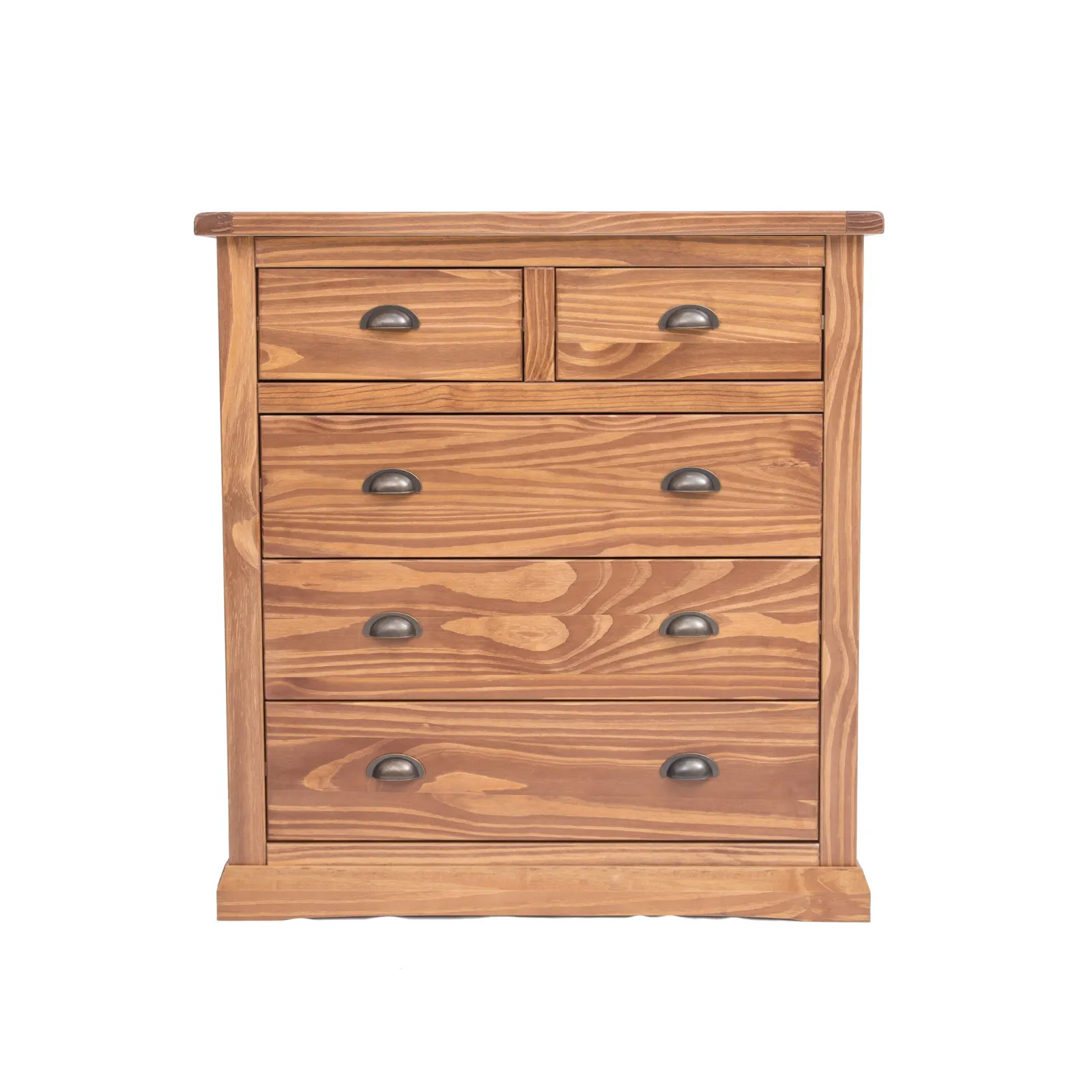 Cabinet Bits Tirolo 5 Drawer Chest of Drawers Brass Cup Handle in Brown