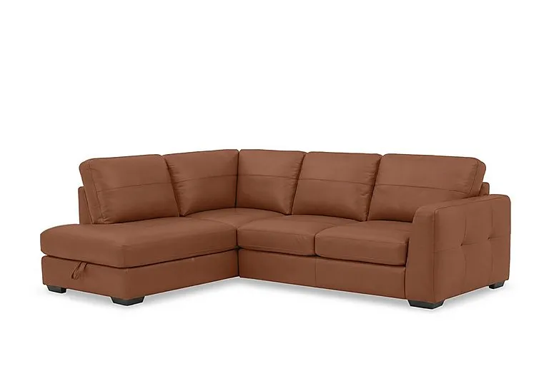Dinky Leather Left Hand Facing Corner Sofa with Storage Chaise End - Butterscotch Cat - Sofas and Armchairs - In Time for Christmas