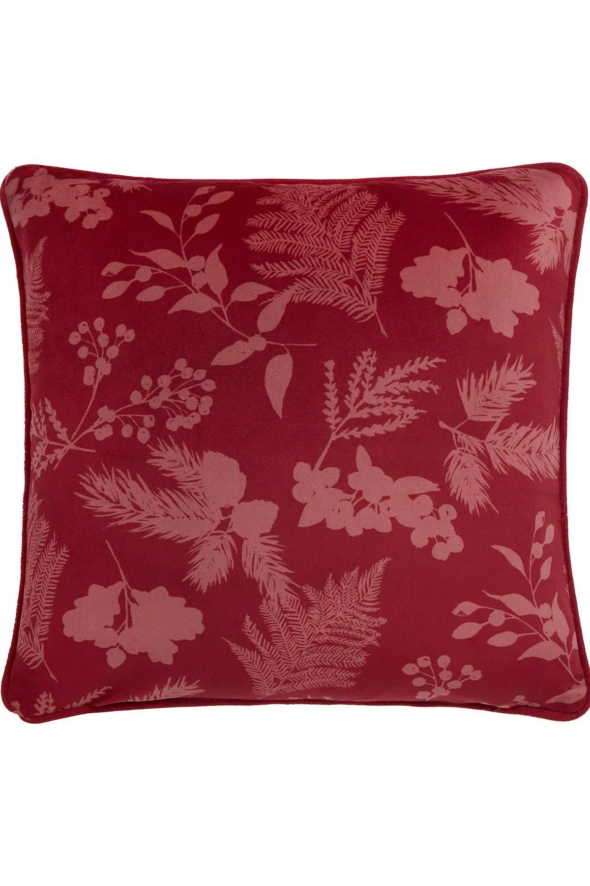 Dreams & Drapes 'Winter Sprigs' Floral Wreath Velvet Filled Cushion in Green 3