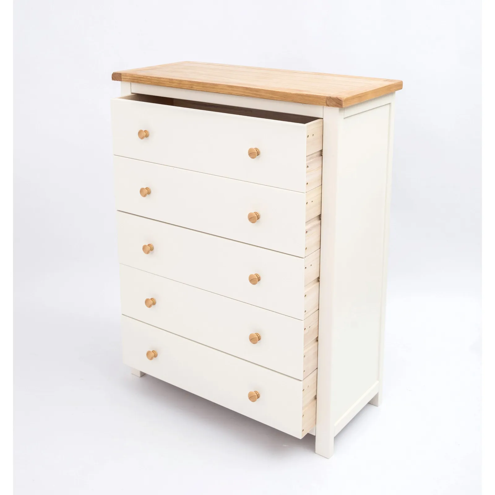Cabinet Bits Maggiori 5 Drawer Chest of Drawers Wood Knob in Off-White 4