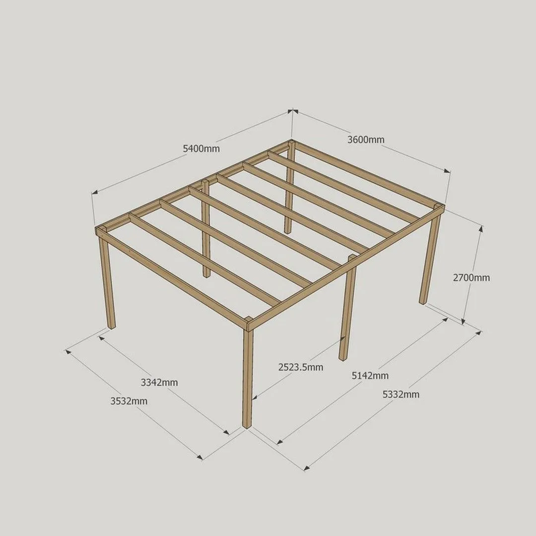 Rutland County Garden Furniture Ltd Garden Pergola 6 Posts - Wood - L360 x W540 x H270 cm - Rustic Brown 4