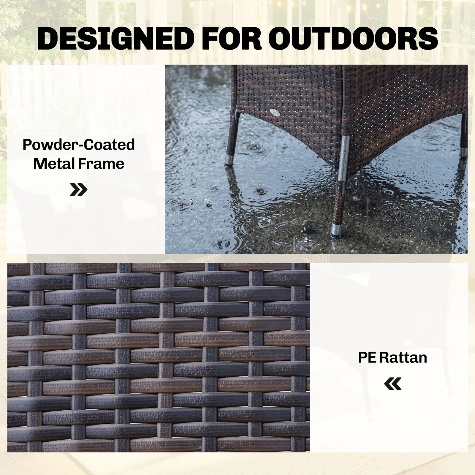 OUTSUNNY 7pc Rattan Garden Furniture Dining Set Wicker Patio Conservatory in Brown 6