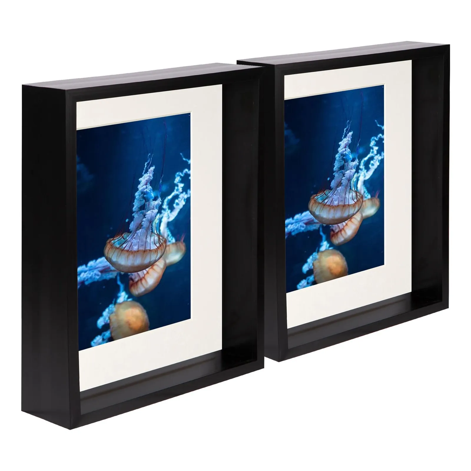 Nicola Spring 8" x 10" 3D Deep Box Photo Frames - 5" x 7" Mount - Black - Pack of 5 in Ivory 1