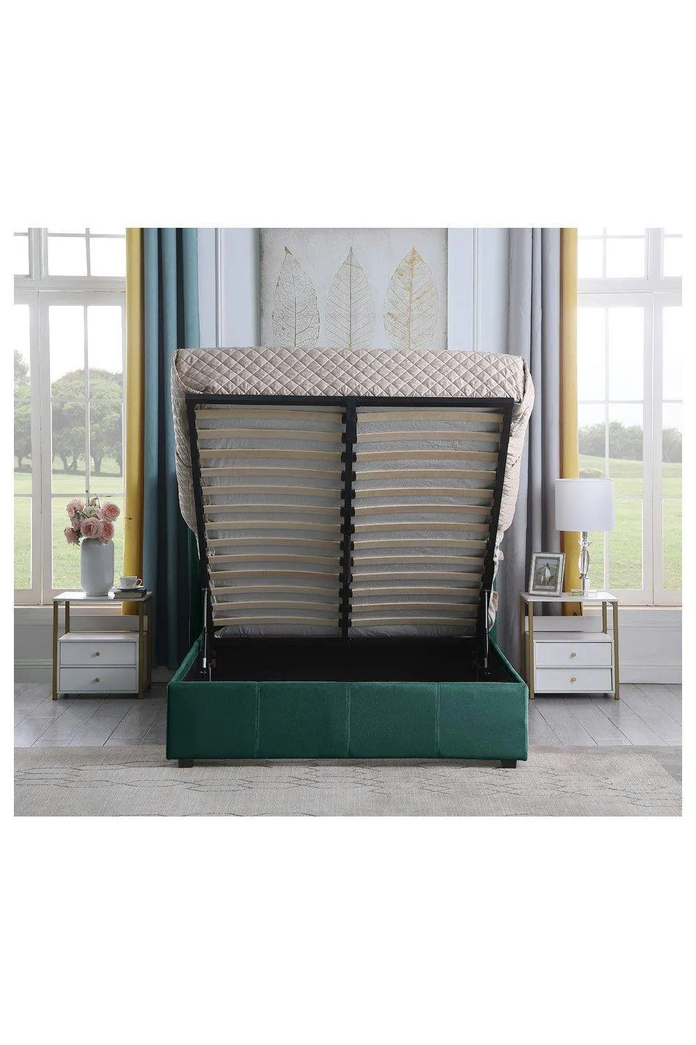 Seconique Amelia Plus 5' King Storage Bed in Dark Green 4