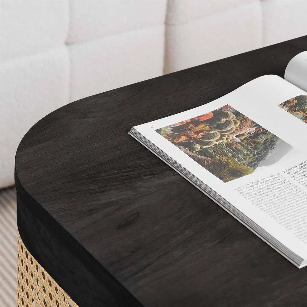 Birlea Rattan Coffee Table with Storage Curved Sark in Black 5