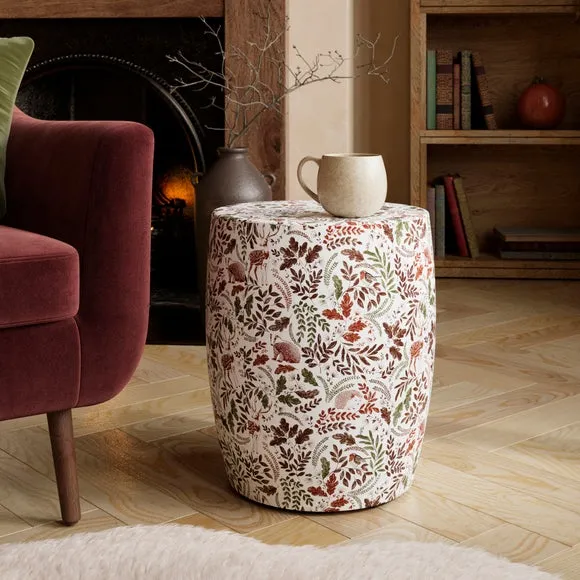 Metal Drum Woodland Animals Side Table