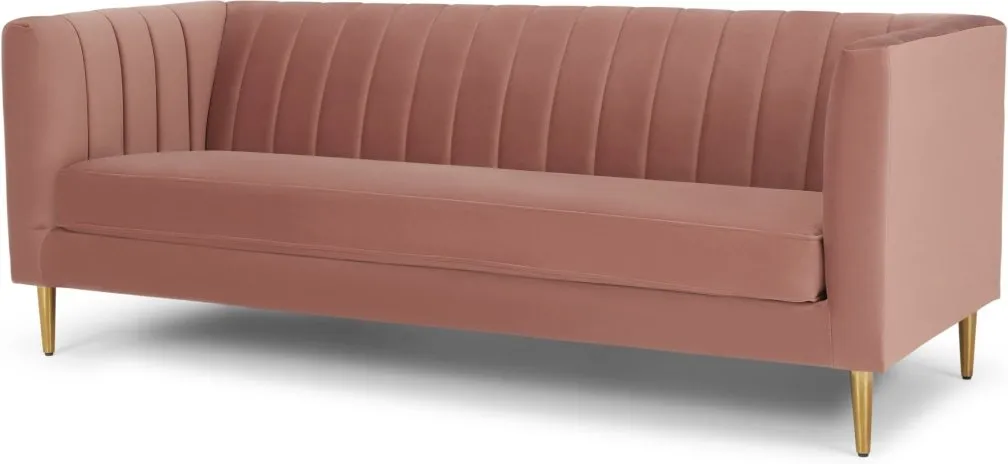 Amicie 3 Seater Sofa, Blush Pink Velvet