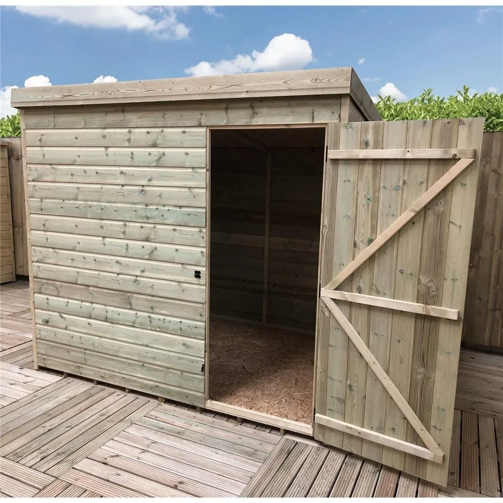 Marlborough 7 x 6 Pressure Treated Pent Garden Shed with Single Door in Natural 5