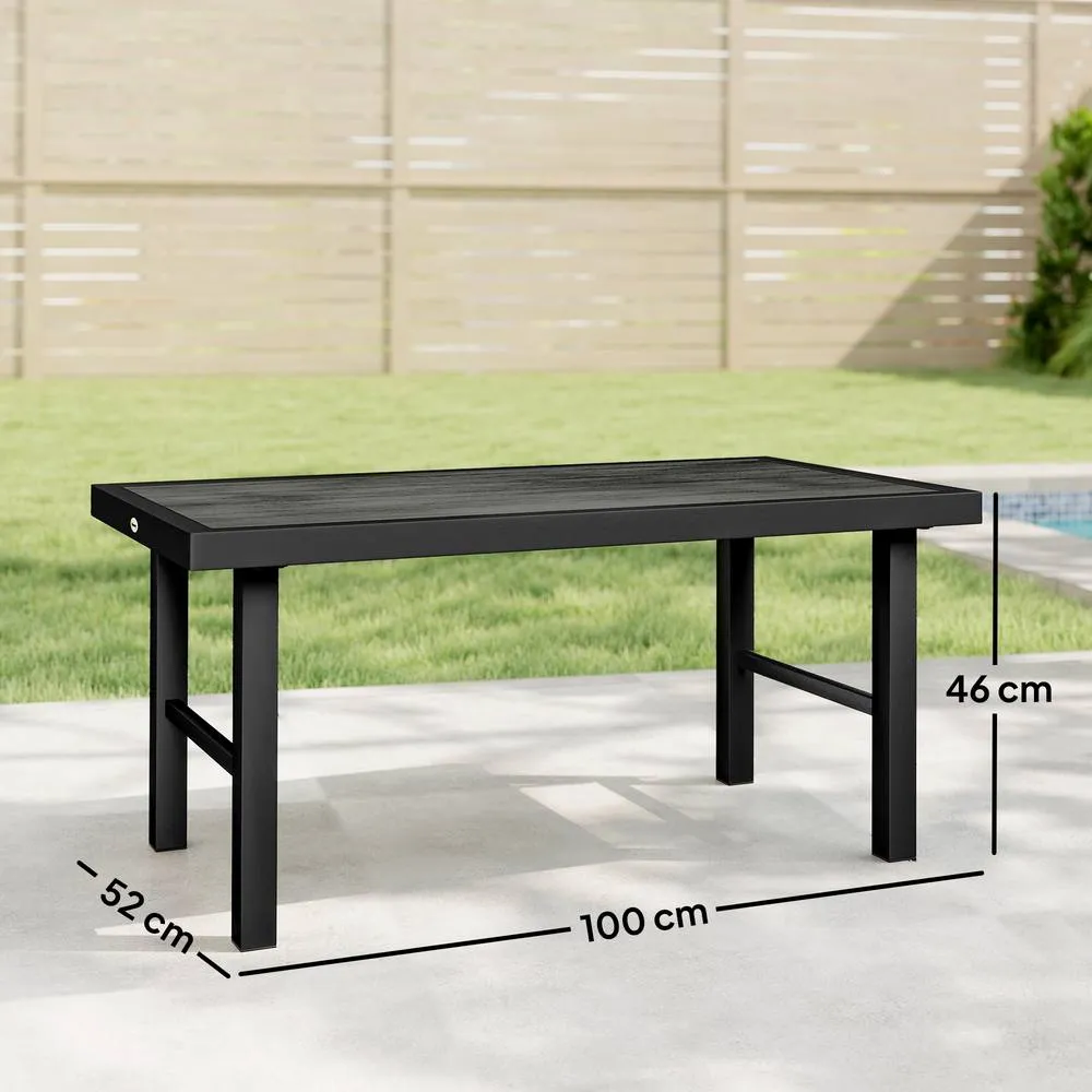 OUTSUNNY Garden Coffee Table with SPC Woodgrain Tabletop, Dark Grey 3
