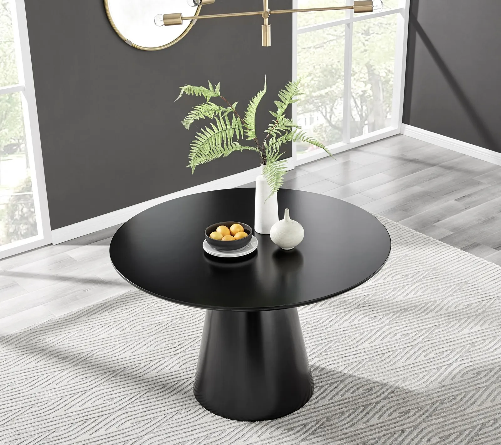 FurnitureboxUK Palma 120cm 6-Seater Round Pedestal Dining Table In Multiple Finishes in Black 2