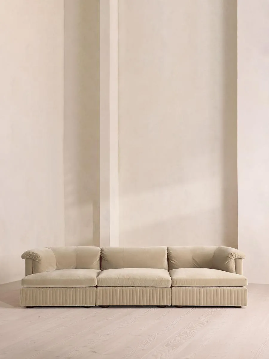 Oona Modular Sofa, Four Seater, Velvet, Oyster