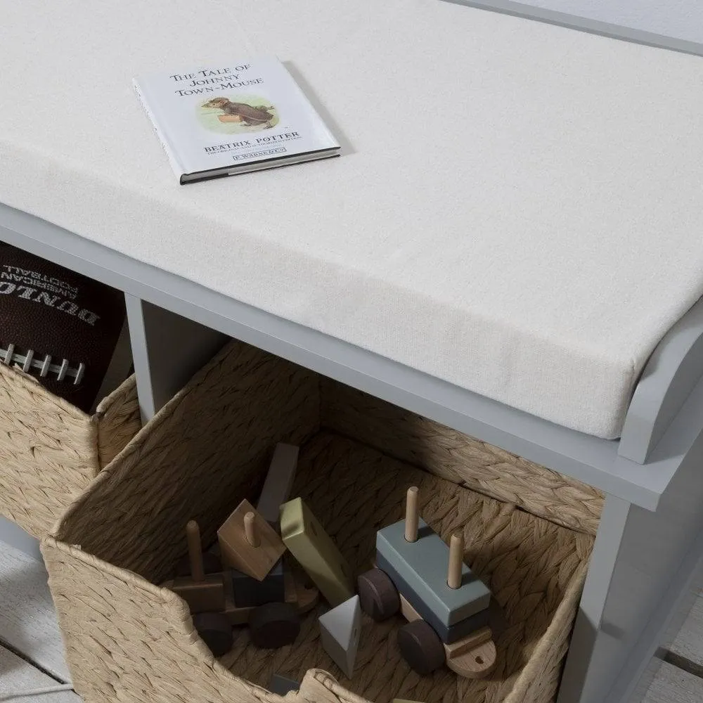 Nöa and Nani Stockholm Storage Bench with 3 Brown Baskets in Silk Grey 3
