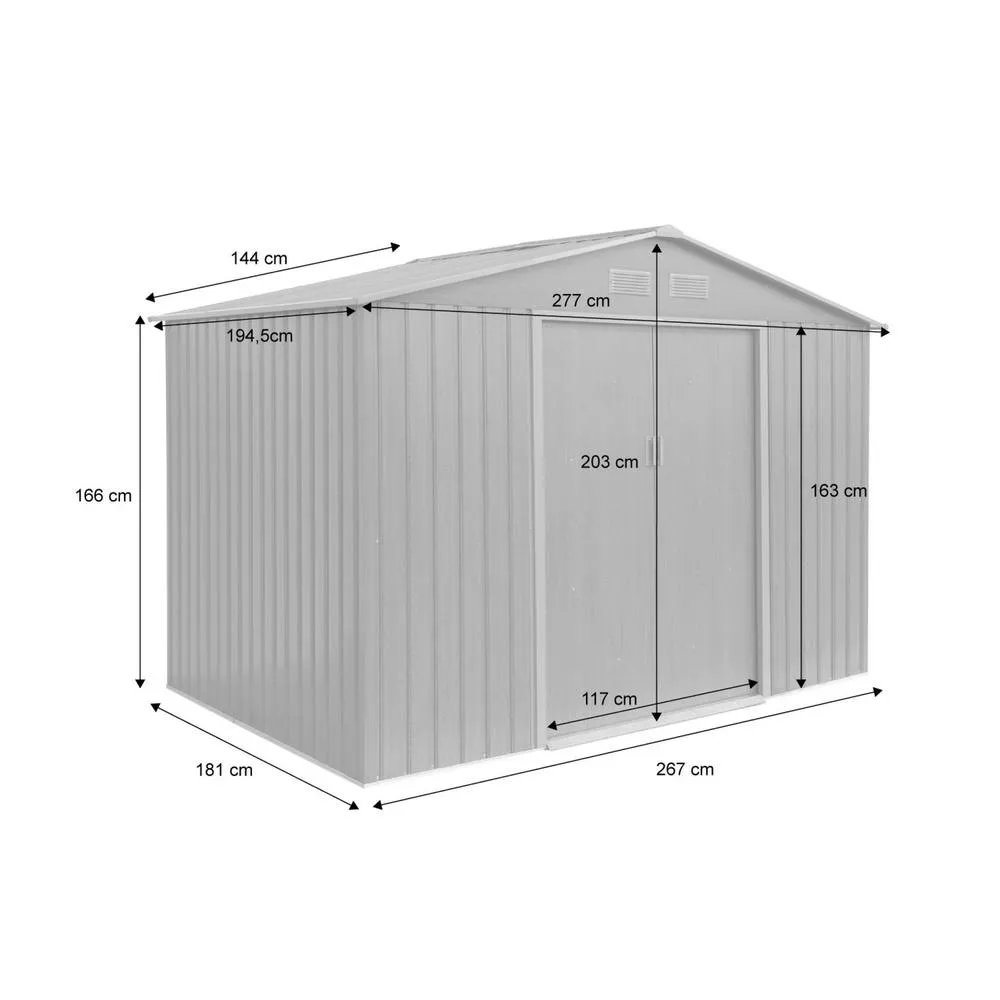 sweeek Metal garden shed 5.29m² with anchoring kit in Grey 4