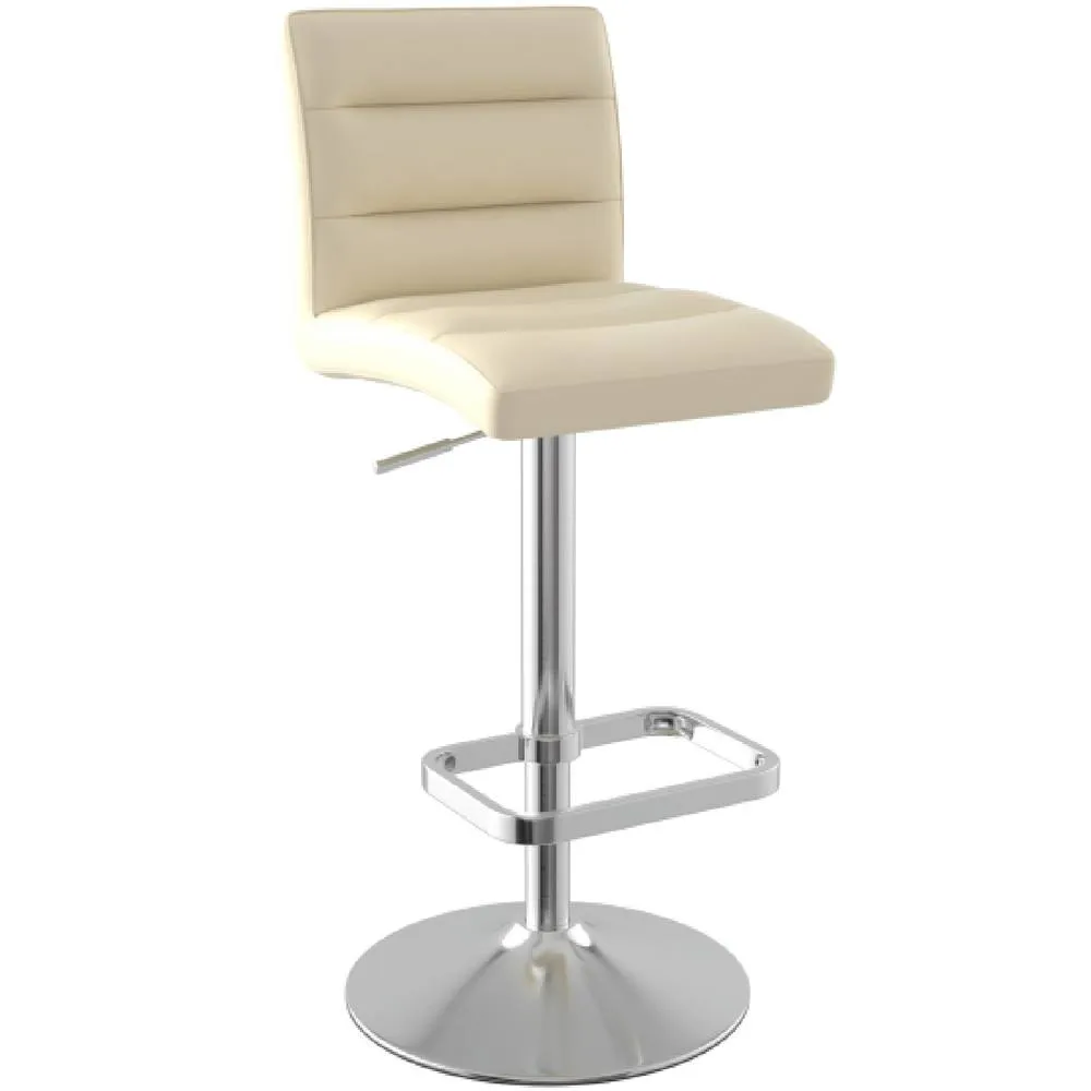 netfurniture Swank Brushed Steel Bar Stool With Faux Leather Padded Seat Cream 3
