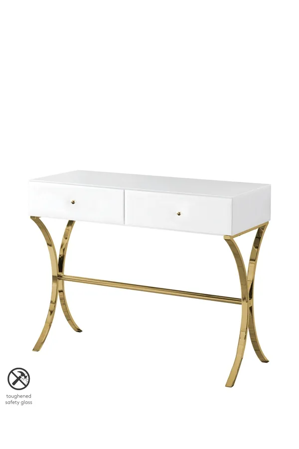 Aurelia White and Champagne Gold Dressing Console