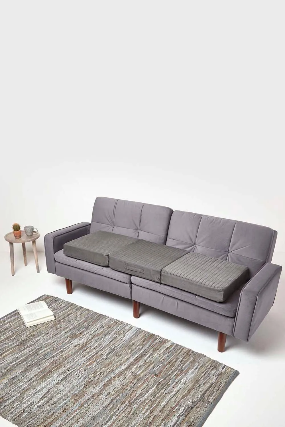 Homescapes Suede Orthopaedic Foam 3 Seater Booster Cushion in Grey 5