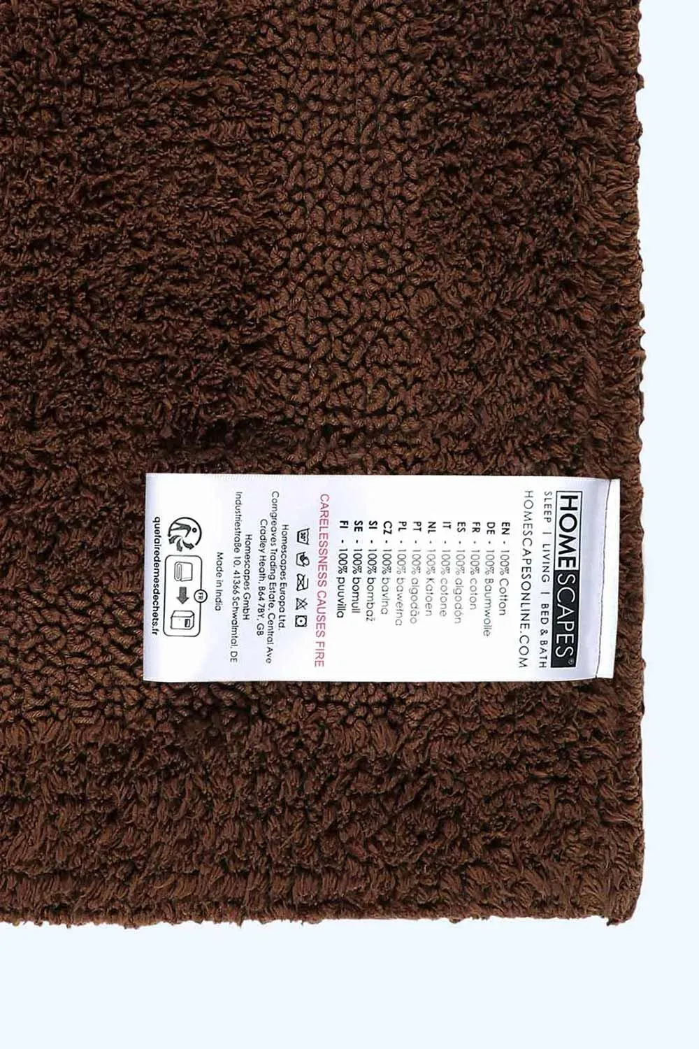 Homescapes Luxury Square Bath Mat 1600GSM 100% Cotton Reversible Shower Mat, 50cm in Chocolate 3