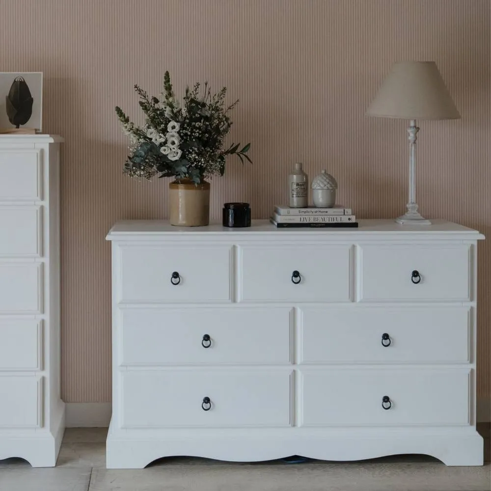 Statement Furniture Romance 3 Over 4 Chest of Drawers in Cool White
