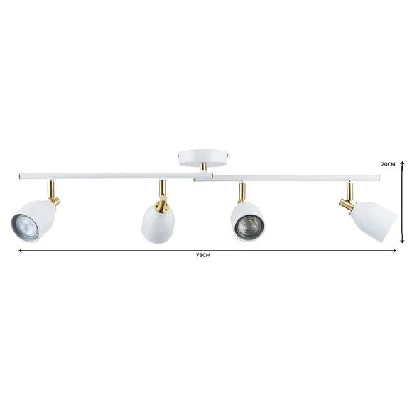 Clio 4 Light White Semi Flush Spotlight Bar 5