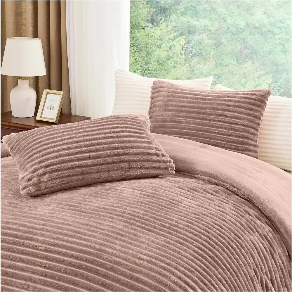 GAVENO CAVAILIA Osum Ribbed Duvet Cover Set in Taupe 3