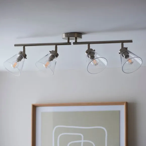 Delavin 4 Light Satin Nickel Semi Flush Spotlight Bar 2