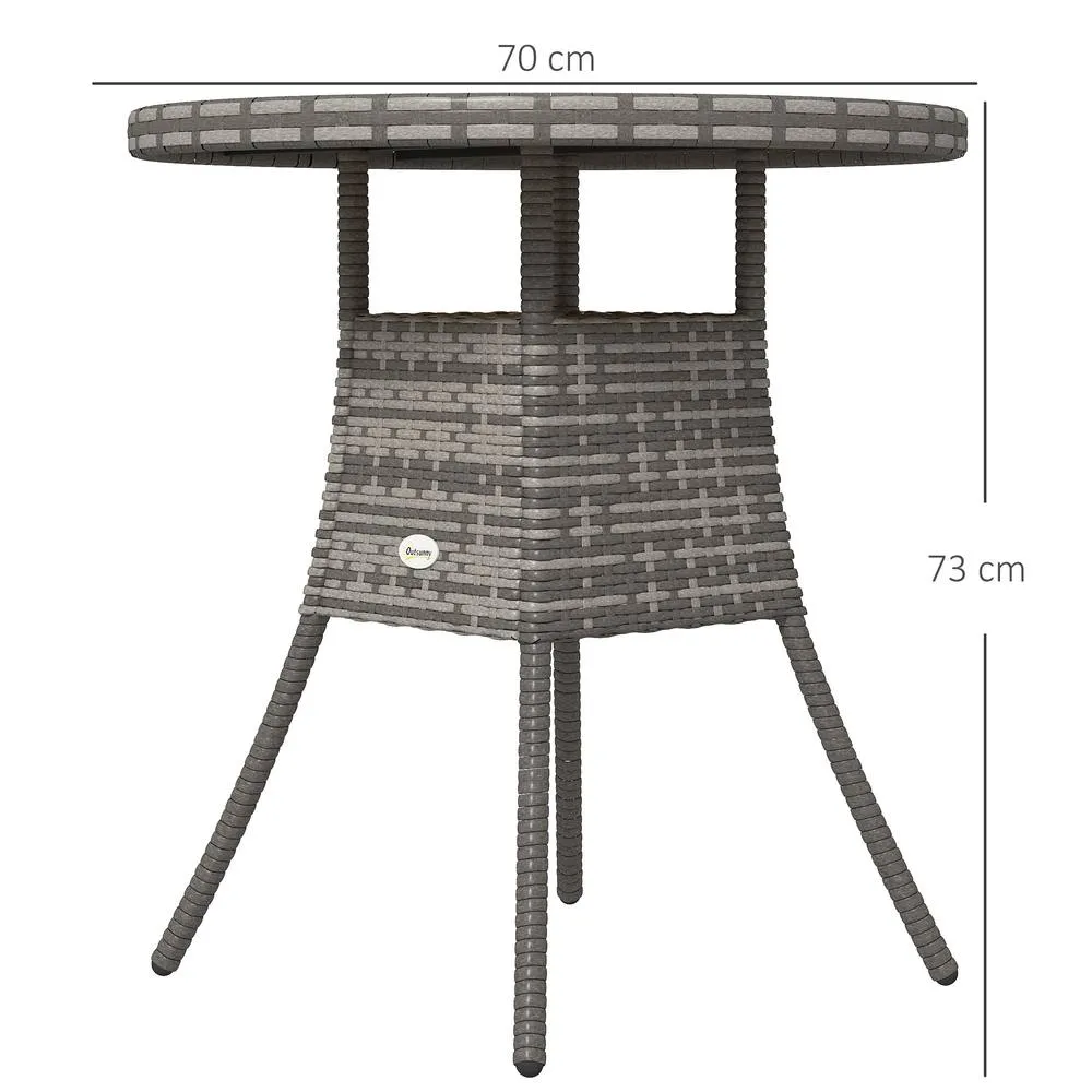 OUTSUNNY Outdoor PE Rattan Dining Table w/ Wood-plastic Composite Top, Natural 3