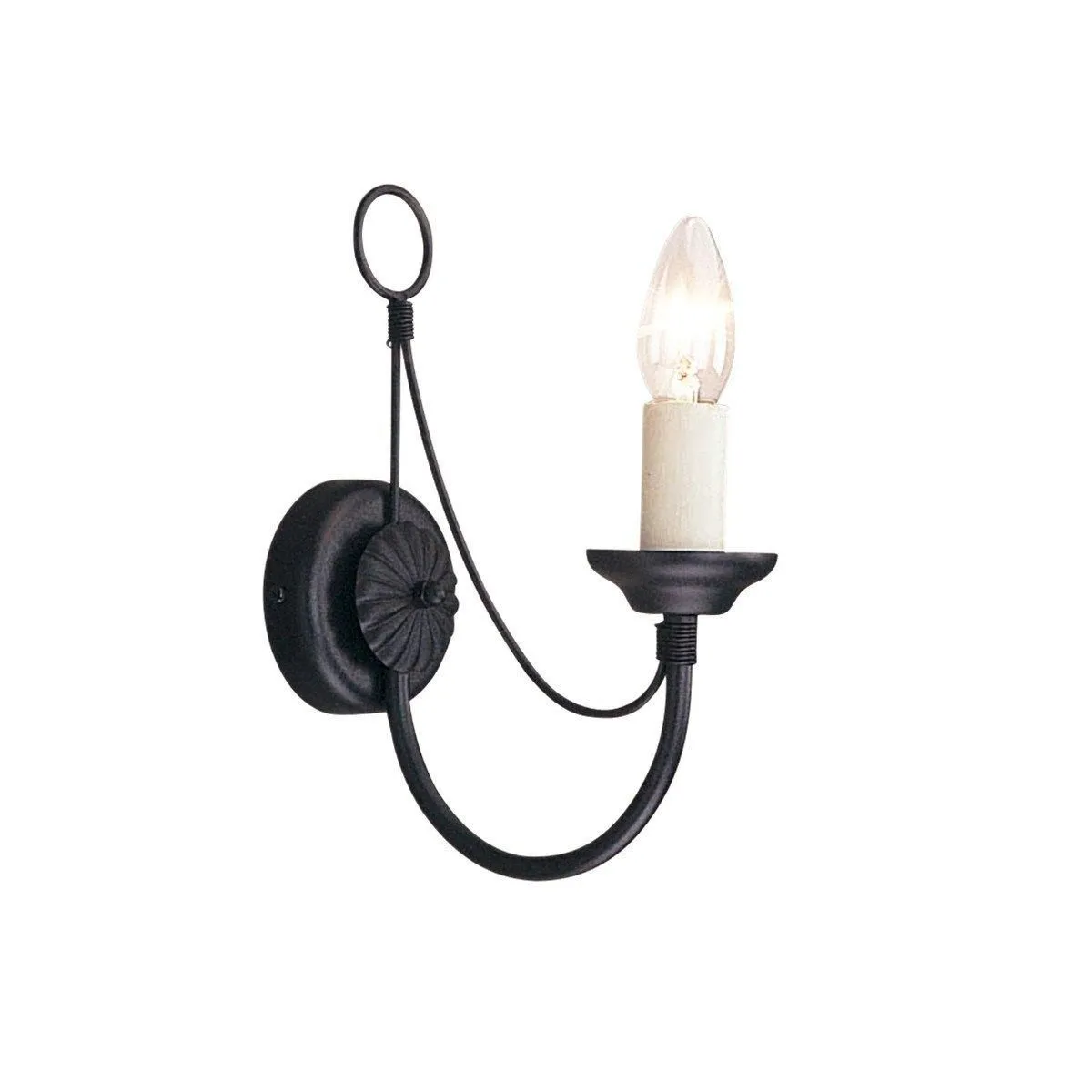 Netlighting Carisbrooke 1 Light Indoor Candle Wall Light Black E14