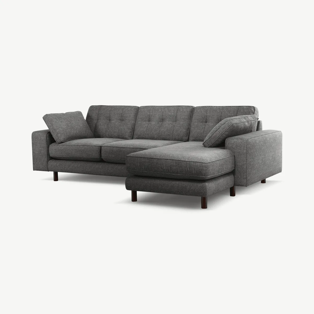 Content by Terence Conran Tobias, Right Hand facing Chaise End Sofa, Slate Textured Weave with Dark Wood Legs