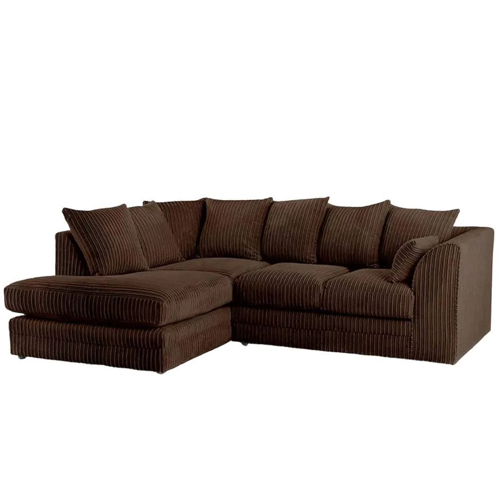 Bliss Furniture Jumbo Cord Scatter Back 4-Seater Left Hand Corner Sofa in Brown Colour