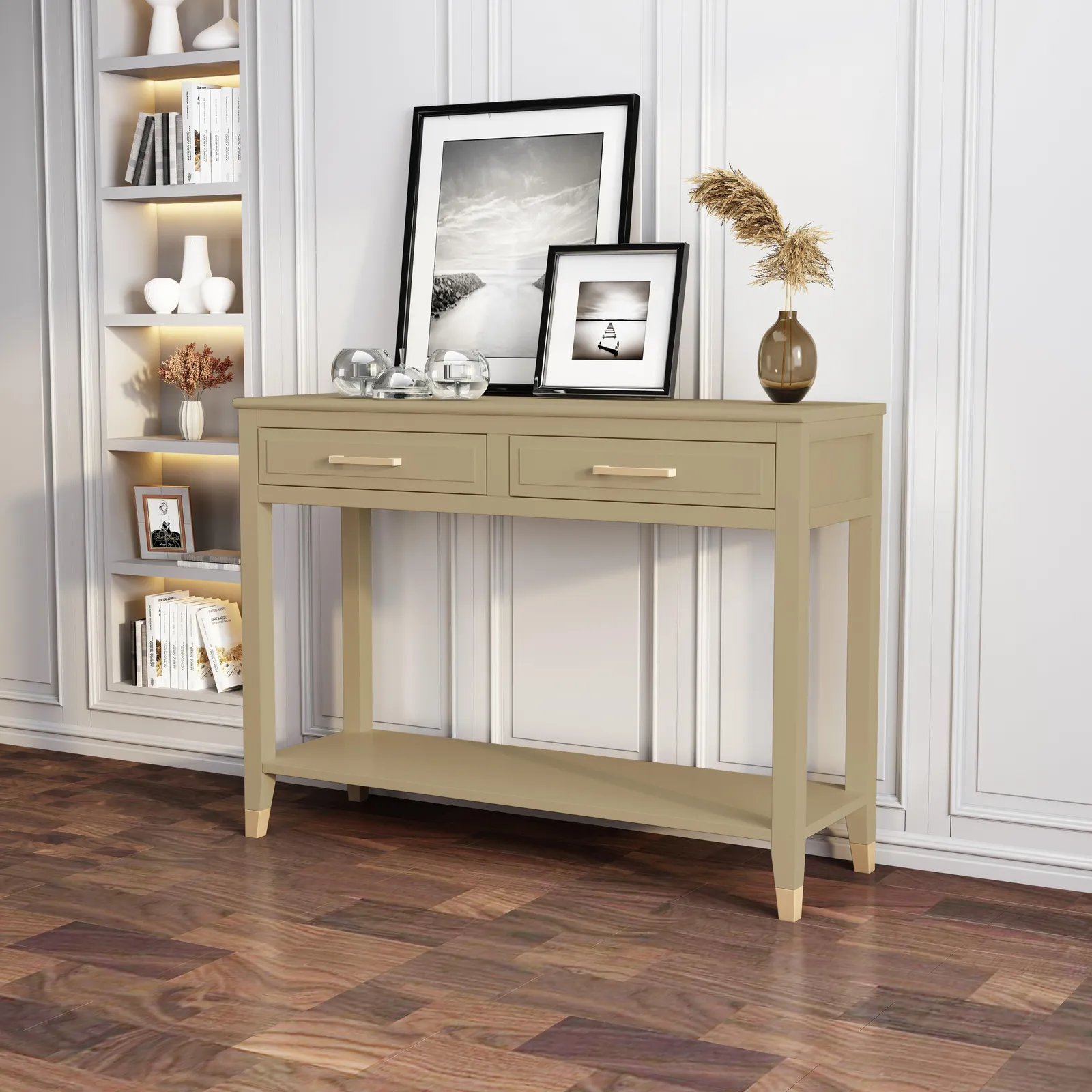 Cabinet Bits Palazzi 2 Drawer Console Table in Light Beige 1