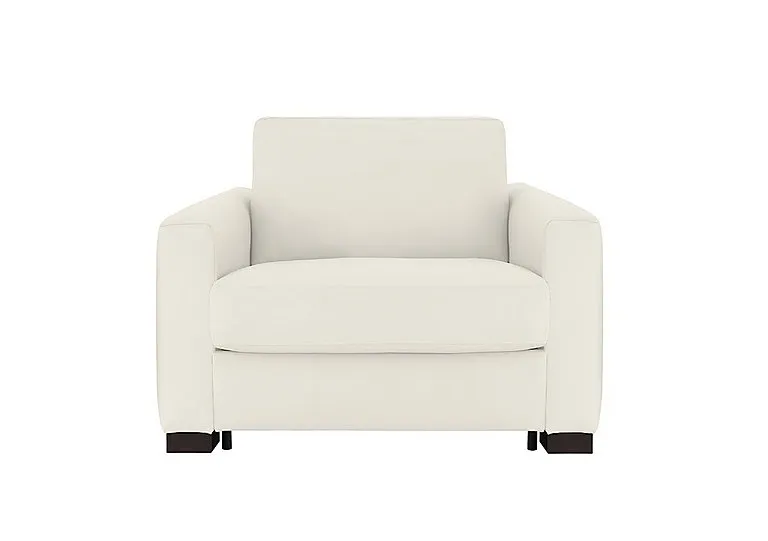 Alcova Leather Chair Sofa Bed with Box Arms - Torello Bianco Puro - Sofas and Armchairs - In Time for Christmas
