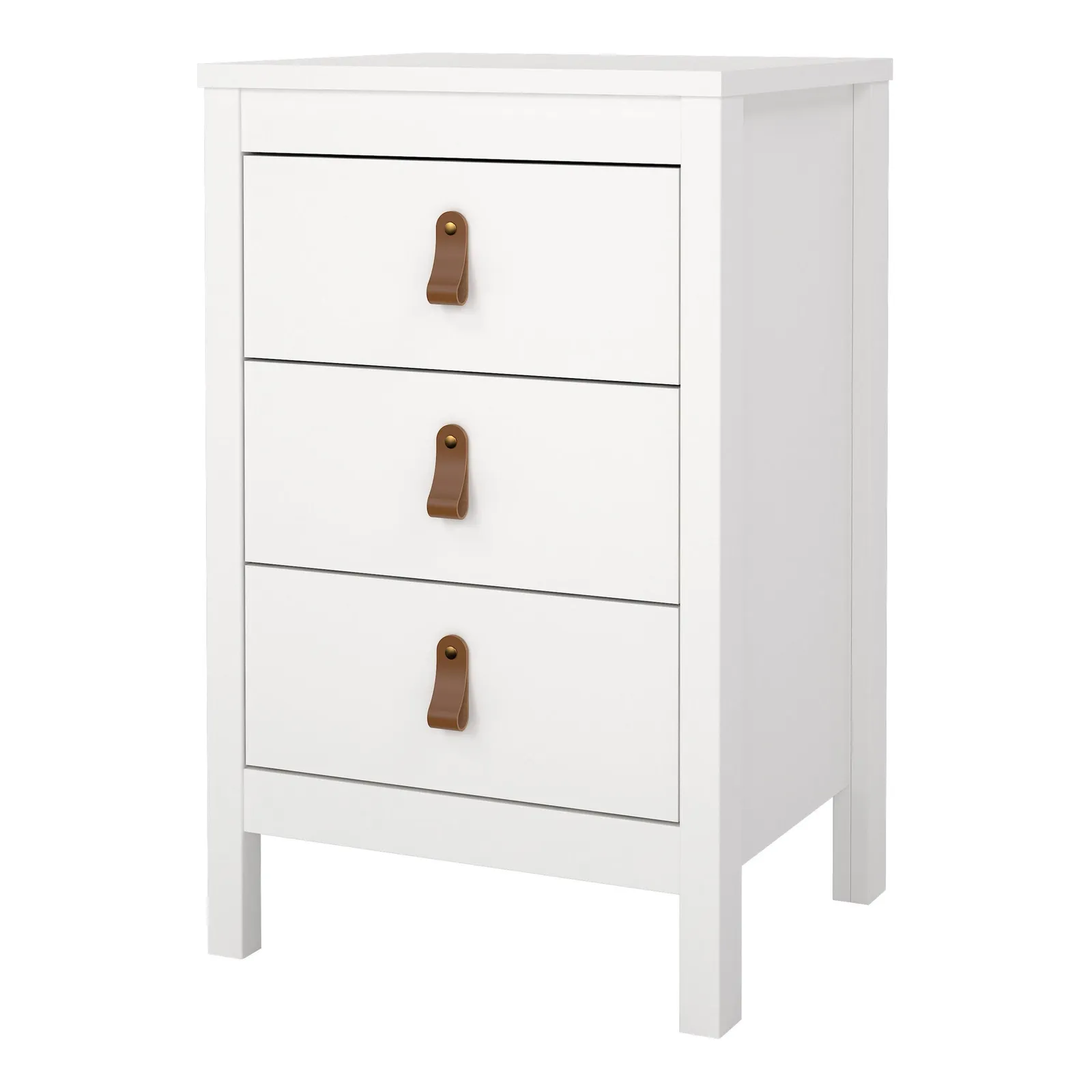 Furniture To Go Barcelona Bedside Table 3 Drawers in White 3
