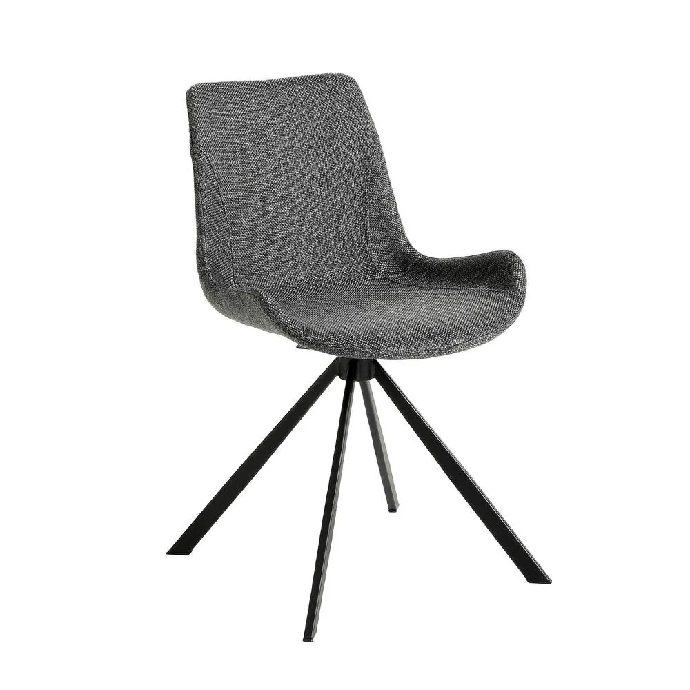 Angel Cerda Dark Gray Fabric Swivel Dining Chair with Black in Dark Grey