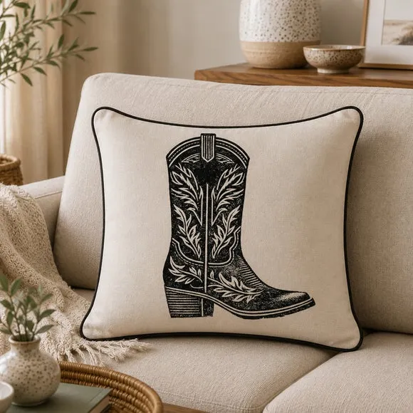 Cowboy Boot Square Cushion