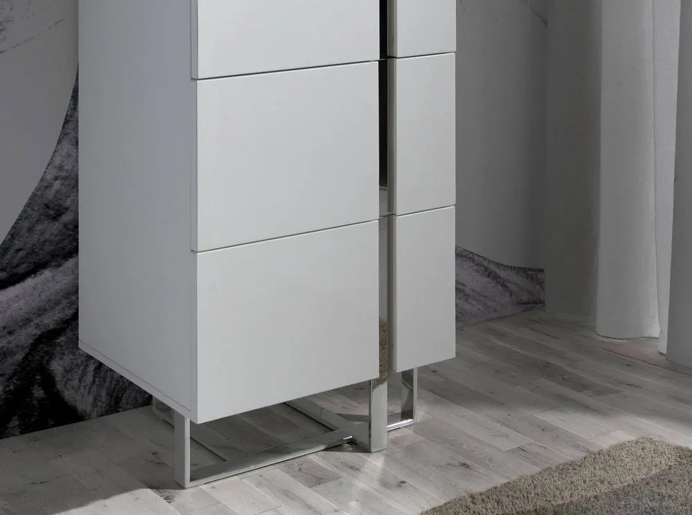 Angel Cerda White MDF Chiffonier with Chrome Legs, 5 Drawers 6