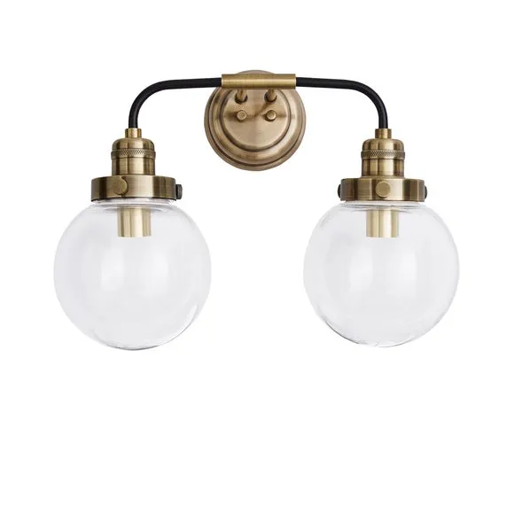 Broden Bathroom 2 Light Wall Light Antique Brass 5